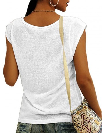 V-neck Solid Color Casual Loose Sleeveless T-shirt